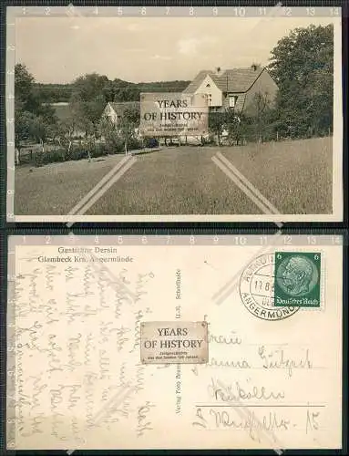 Foto AK Friedrichswalde Parlow Glambeck Gasthof Karl Dersin 1939 gel. Löwenber