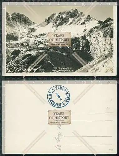 Foto AK St. Anton Arlberg Tirol Ulmer-Hütte mit Blick zur Schindlerspitze 1940