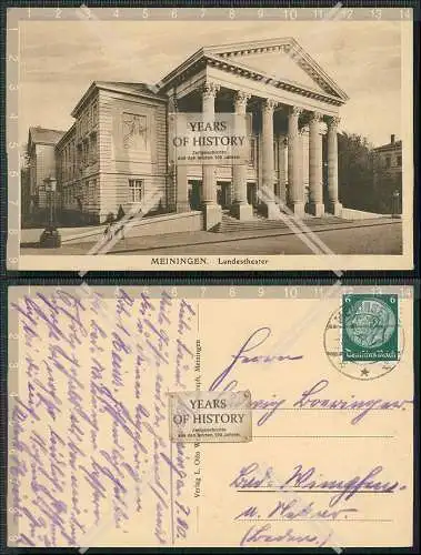 AK Meiningen Landestheater 1933 gelaufen