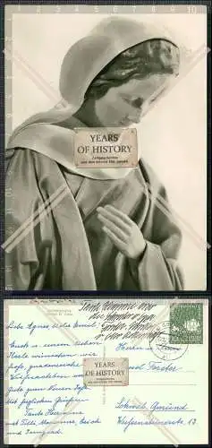 Foto AK Portrait junge Dame Kippenplastik Freiburg Kloster St. Lioba