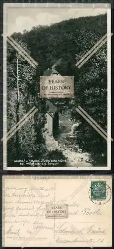 Foto AK Weinheim Bergstraße Gasthaus & Pension Fuchs'sche Mühle 1937 gelaufen