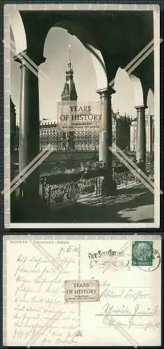 Foto AK Hamburg Alsterarkaden und Rathaus 1940 Telefon Stempel der Fernsprecher