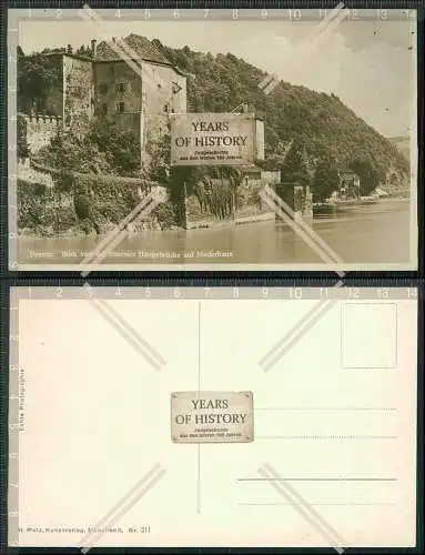 Foto AK Passau Donau Blick von eisernen Hängebrücke auf Niederhaus 1930