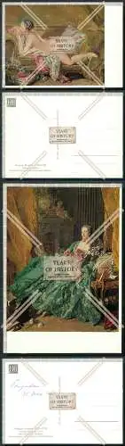 AK 2x François Boucher 1703-70 Ruhendes Mädchen Akt + Madame Pompadour 