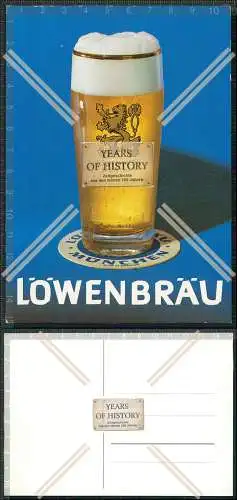 Foto AK Bierglas Löwenbräu München auf Bierdeckel serviert Werbung