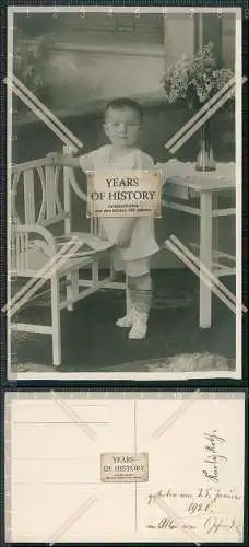 Foto AK kleiner Knabe Fotografie Druckstempel F. Schraudner Bamberg 1926