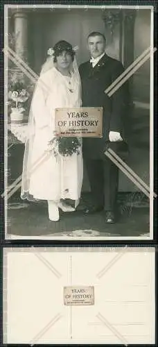 Foto AK Brautpaar Hochzeit Fotografie Druckstempel F. Schraudner Bamberg 1926