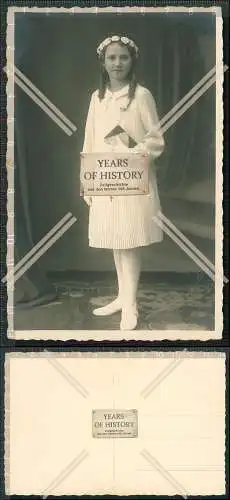 Foto AK Mädchen Konfirmation Fotografie Druckstempel F. Schraudner Bamberg 192