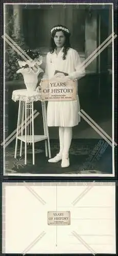 Foto AK Mädchen Konfirmation Fotografie Druckstempel F. Schraudner Bamberg 192