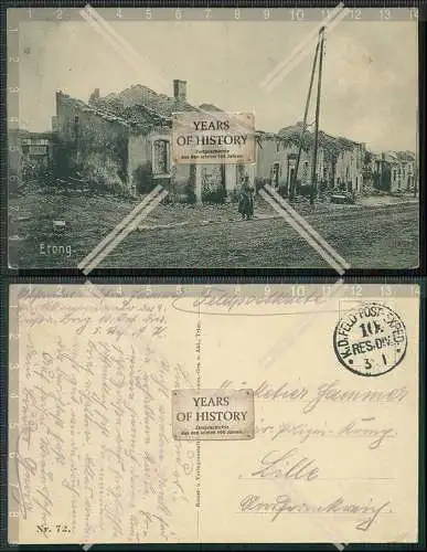 AK 1.WK Etong Dorf zerstört 1915 Feldpost gelaufen Frankreich