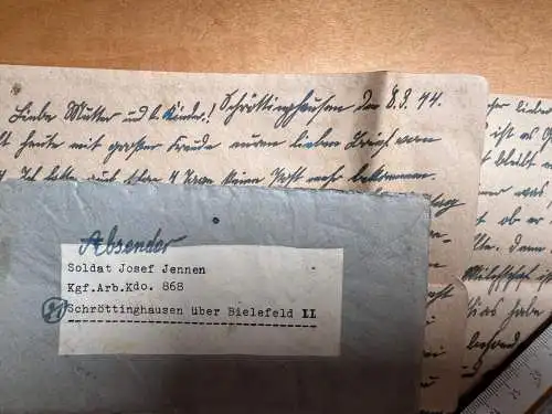 Feldpost-Brief Schröttinghausen Dornberg Lager Stalag Oberems Bielefeld 1944 gel