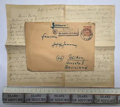 Landpost Brief Porschütz ü. Priestewitz Meißen Sachsen 1946 gelaufen