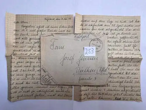 Feldpostbrief Russland 1943 - von Josef Jennen - aus Dülken Alt-Viersen - 253