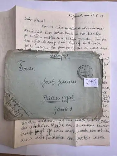 Feldpostbrief Russland 1943 - von Josef Jennen - aus Dülken Alt-Viersen - 240