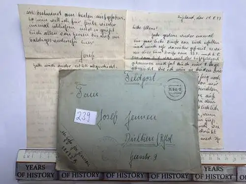Feldpostbrief Russland 1943 - von Josef Jennen - aus Dülken Alt-Viersen - 239