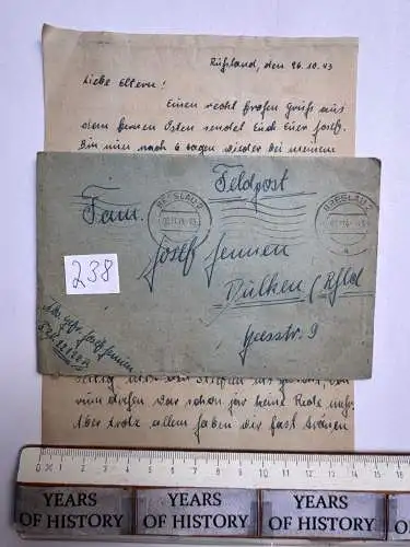 Feldpostbrief Russland 1943 - von Josef Jennen - aus Dülken Alt-Viersen - 238