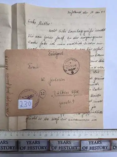 Feldpostbrief Russland 1944 - von Josef Jennen - aus Dülken Alt-Viersen - 230
