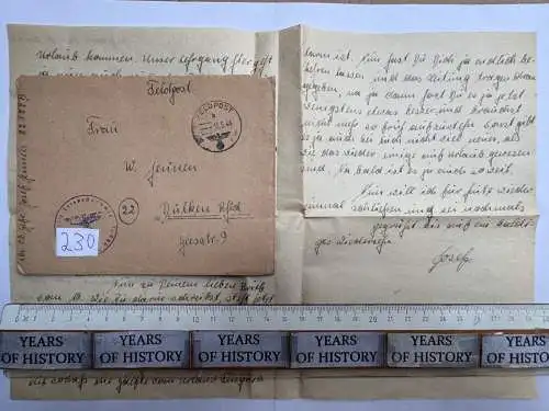 Feldpostbrief Russland 1944 - von Josef Jennen - aus Dülken Alt-Viersen - 230