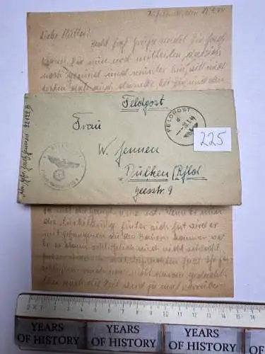 Feldpostbrief Russland 1944 - von Josef Jennen - aus Dülken Alt-Viersen - 225