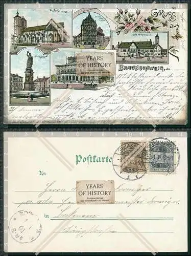 AK Braunschweig Lithographie 1901 gelaufen