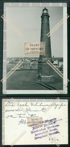 Foto 1940 Nordseeinsel Borkum Leuchtturm Rückseite beschrieben und Stempel