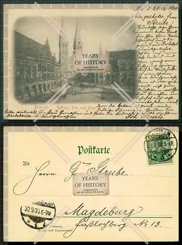 Orig. AK Bremen Rathaus Dom und Börse 1900 gelaufen
