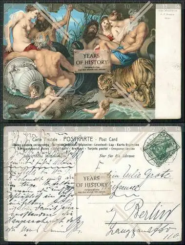 AK Künstler Peter Paul Rubens Rubens Die vier Weltteile Stengel Karte