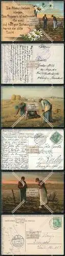 AK 3x Künstler Postkarte Millet Ährenleserinnen The gleaners Feldarbeit 1905
