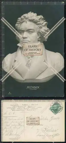 AK Postkarte Plastik Büste Komponist Ludwig van Beethoven 1907 gel.