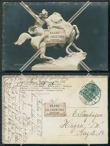 AK Postkarte Skulptur Plastik Amazone von Kiss 1907 gel.  