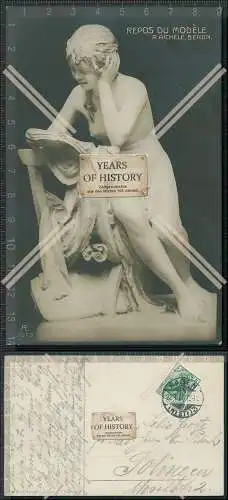 AK Postkarte Plastik von P. Aichele Repos du Modele Frauenakt 1907 gel.