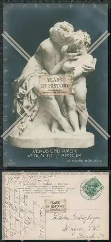 AK Postkarte Plastik Venus und Amor von Prof. Reinhold Begas 1907 gel.