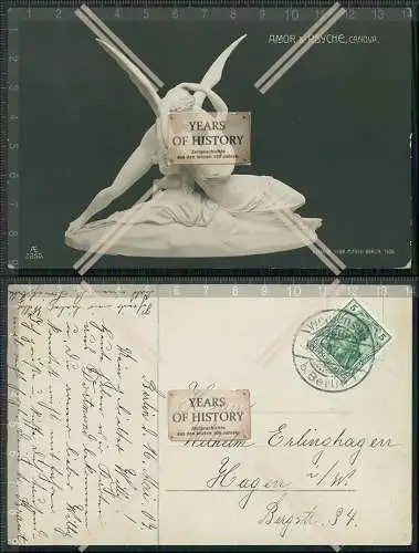 AK Postkarte Plastik Amor und Psyche Amor und Psyche Antonio Canova 1907 gel.