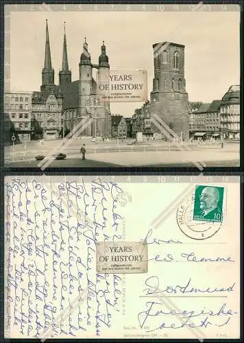 Foto AK Postkarte Halle an der Saale Marktplatz Kirche DDR