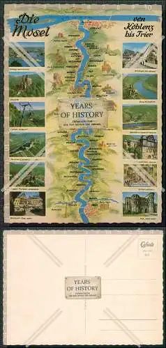 AK die Mosel von Koblenz bis Trier Landkarte Cekade Karte