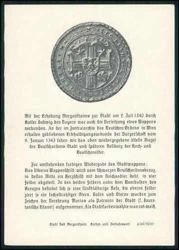 AK Wappen-Karte der Stadt Bad Mergentheim Kaiser Ludwig verliehen 1340