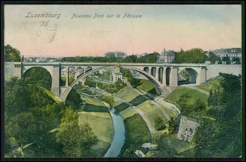 AK Luxemburg Luxembourg Pont Adolphe Steinbogenbrücken Petruss Tal 1908 gel.