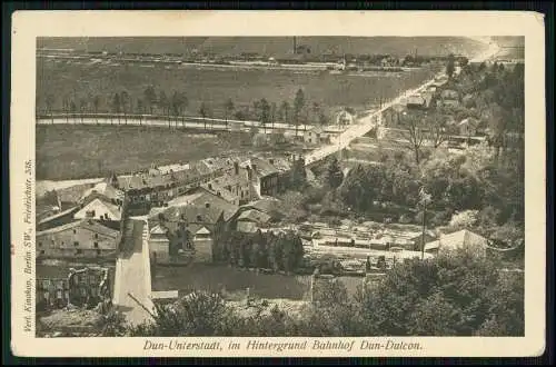AK 1.WK Dun Haut Maas Meuse 1915 Feldpost gel. Unterstadt Hintergrund Bahnhof Du