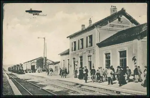 AK 1. WK Guignicourt Aisne Bahnhof Gleisansicht Soldaten Feldpostkarte 1916
