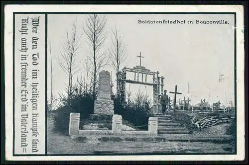 AK Bouconville Ardennes Soldatenfriedhof 1915 Feldpost gel. Wer den Tod im......