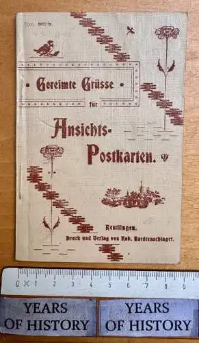 Heft Gereimte Grüsse für AK Ansichts-Postkarten Rob. Bardtenschlager 32 Seiten