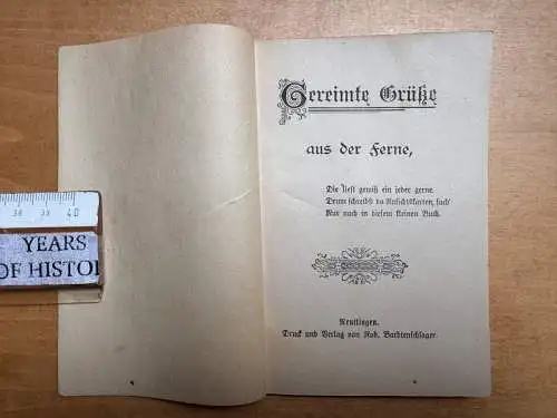 Heft Gereimte Grüsse für AK Ansichts-Postkarten Rob. Bardtenschlager 32 Seiten