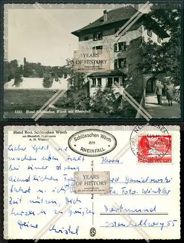 Orig. Foto AK Schaffhausen Neuhausen Rheinfall Schweiz Hotel Restaurant Schlös