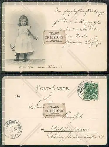 AK Künstler L. Schaller Grüß Gott Mädchen mit Puppe 1898 gelaufen
