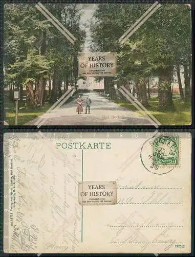 AK Postkarte Bad Bocklet Unterfranken Kurgarten mit Spaziergänger 1909 gelaufe