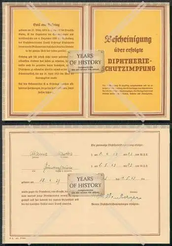Bescheinigung  über erfolgte Diphtherie-Schutzimpfung 1943