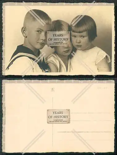 Foto AK Knabe kleiner Junge mit Schwestern Foto Collmann Darmstadt 1925
