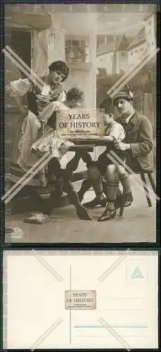 AK Familie Knabe spielt mit Zither Bayern Steirische Tracht um 1910