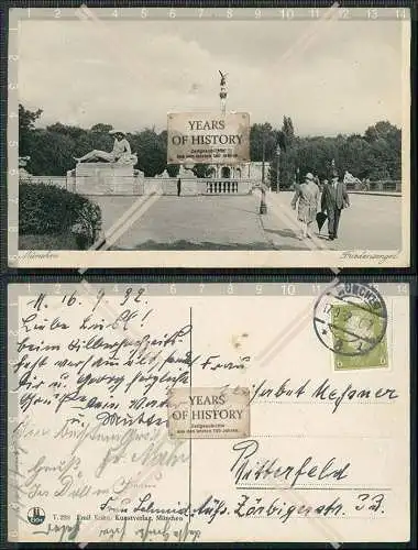 Foto AK München am Friedensengel 1932 gelaufen