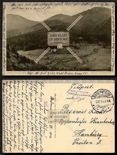 Orig. AK Badenweiler Feldpost gel. 1914